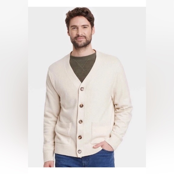 Goodfellow & Co Men's Cream Cardigan - Picture 2 of 7